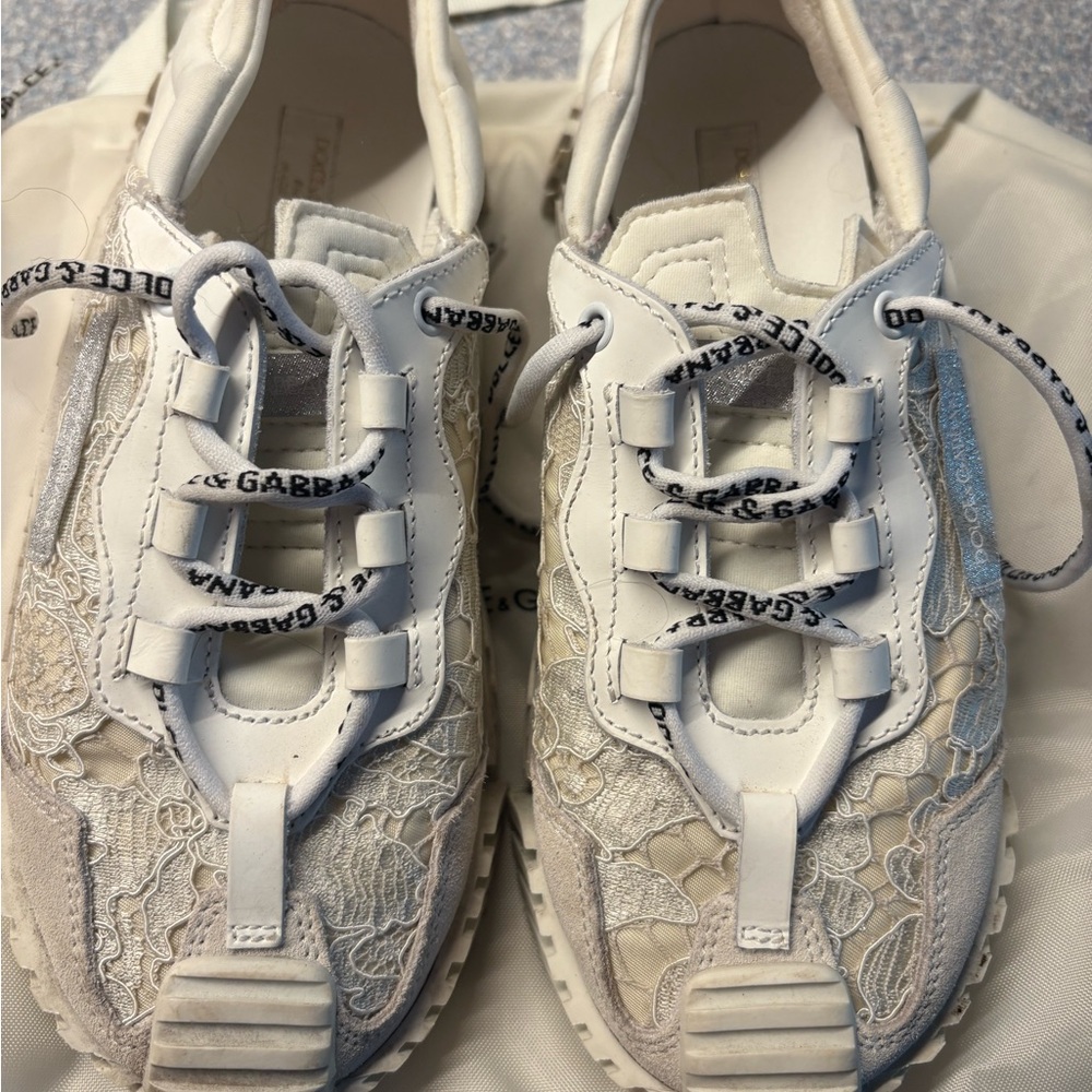 Dolce & Gabbana Ivory Lace Sneakers